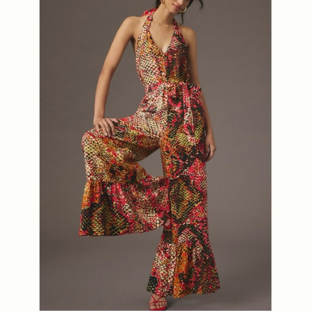 Plenty by Tracy Reese Multicolor Halter Jumpsuit - Red, Yellow, Black